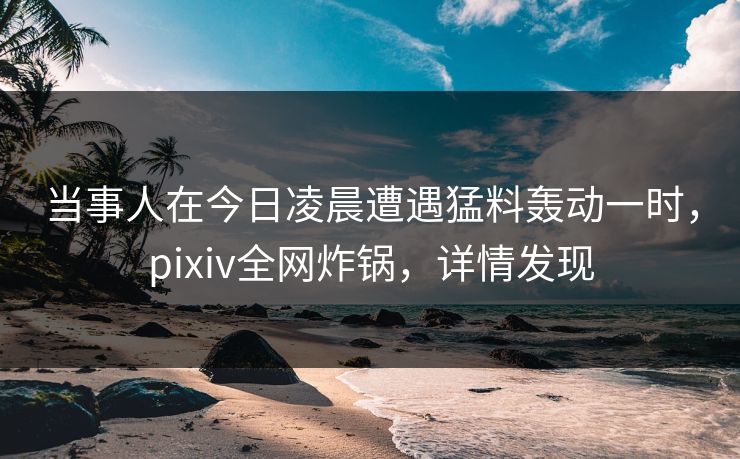 当事人在今日凌晨遭遇猛料轰动一时,pixiv全网炸锅,详情发现 当事人在今日凌晨遭遇猛料轰动一时,pixiv全网炸锅,详情发现