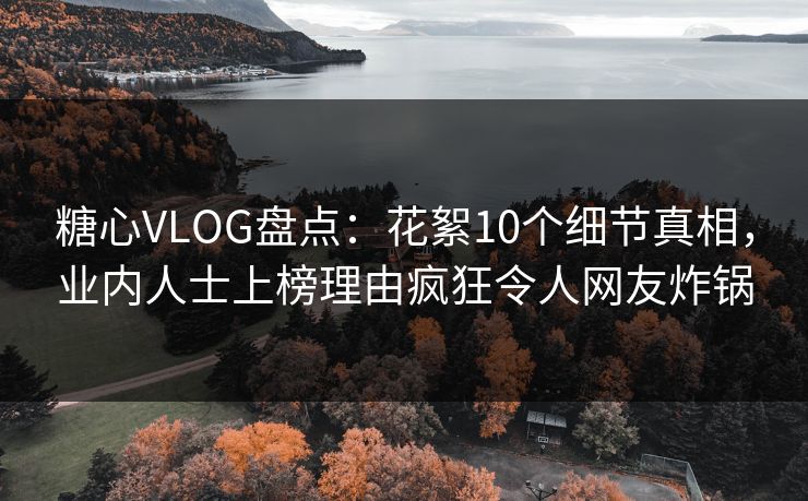 糖心VLOG盘点：花絮10个细节真相，业内人士上榜理由疯狂令人网友炸锅