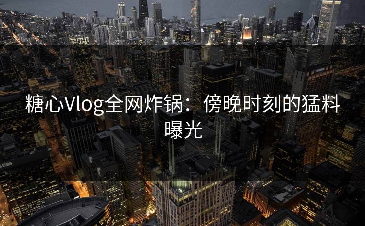 糖心Vlog全网炸锅：傍晚时刻的猛料曝光