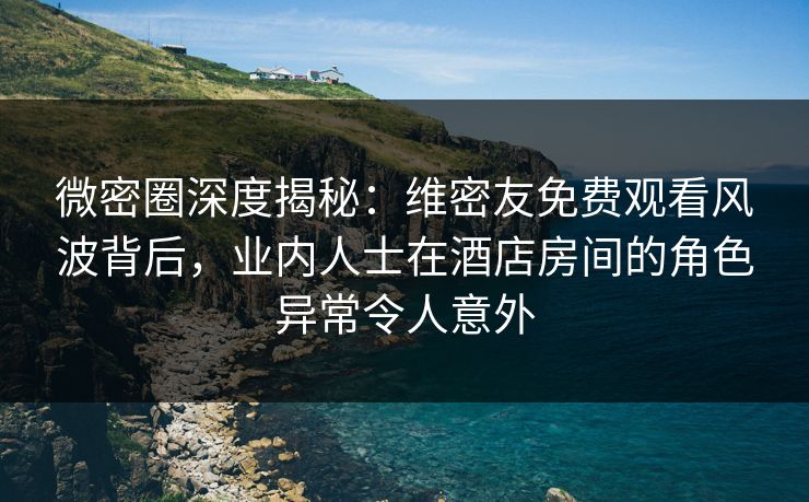 微密圈深度揭秘：维密友免费观看风波背后，业内人士在酒店房间的角色异常令人意外