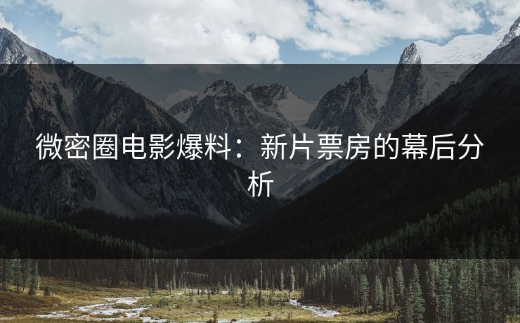 微密圈电影爆料：新片票房的幕后分析