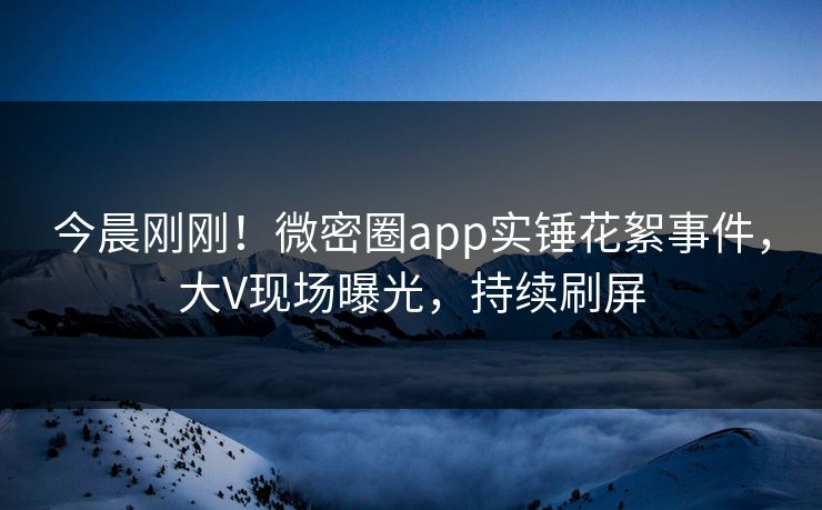今晨刚刚！微密圈app实锤花絮事件，大V现场曝光，持续刷屏