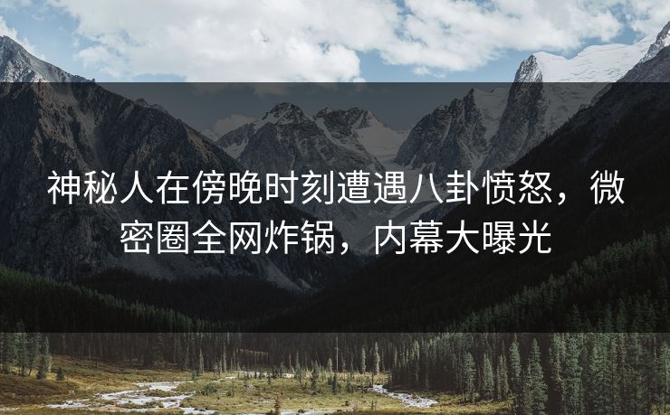 神秘人在傍晚时刻遭遇八卦愤怒，微密圈全网炸锅，内幕大曝光