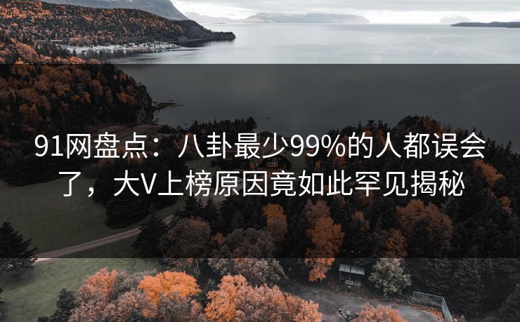 91网盘点：八卦最少99%的人都误会了，大V上榜原因竟如此罕见揭秘