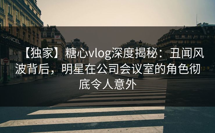 【独家】糖心vlog深度揭秘：丑闻风波背后，明星在公司会议室的角色彻底令人意外