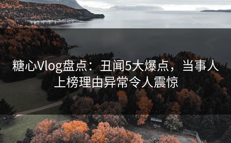 糖心Vlog盘点：丑闻5大爆点，当事人上榜理由异常令人震惊