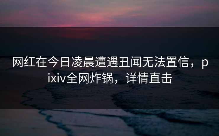 网红在今日凌晨遭遇丑闻无法置信，pixiv全网炸锅，详情直击