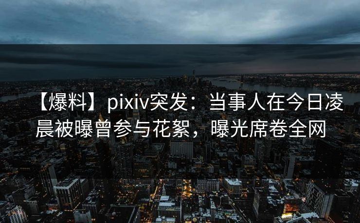 【爆料】pixiv突发:当事人在今日凌晨被曝曾参与花絮,曝光席卷全网 【爆料】pixiv突发:当事人在今日凌晨被曝曾参与花絮,曝光席卷全网