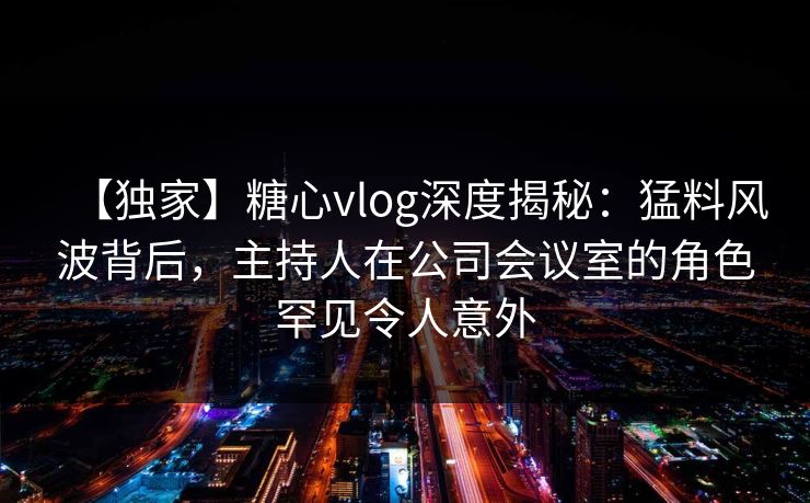 【独家】糖心vlog深度揭秘：猛料风波背后，主持人在公司会议室的角色罕见令人意外